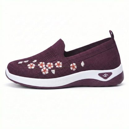 Embroidered Floral Mesh Slip-On Sneaker