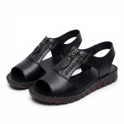 Zip-Front Braided Comfort Sandal
