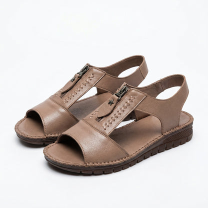 Zip-Front Braided Comfort Sandal