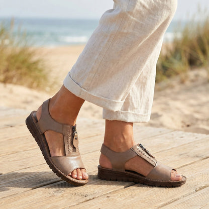 Zip-Front Braided Comfort Sandal