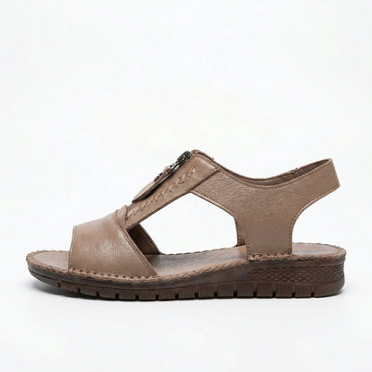 Zip-Front Braided Comfort Sandal
